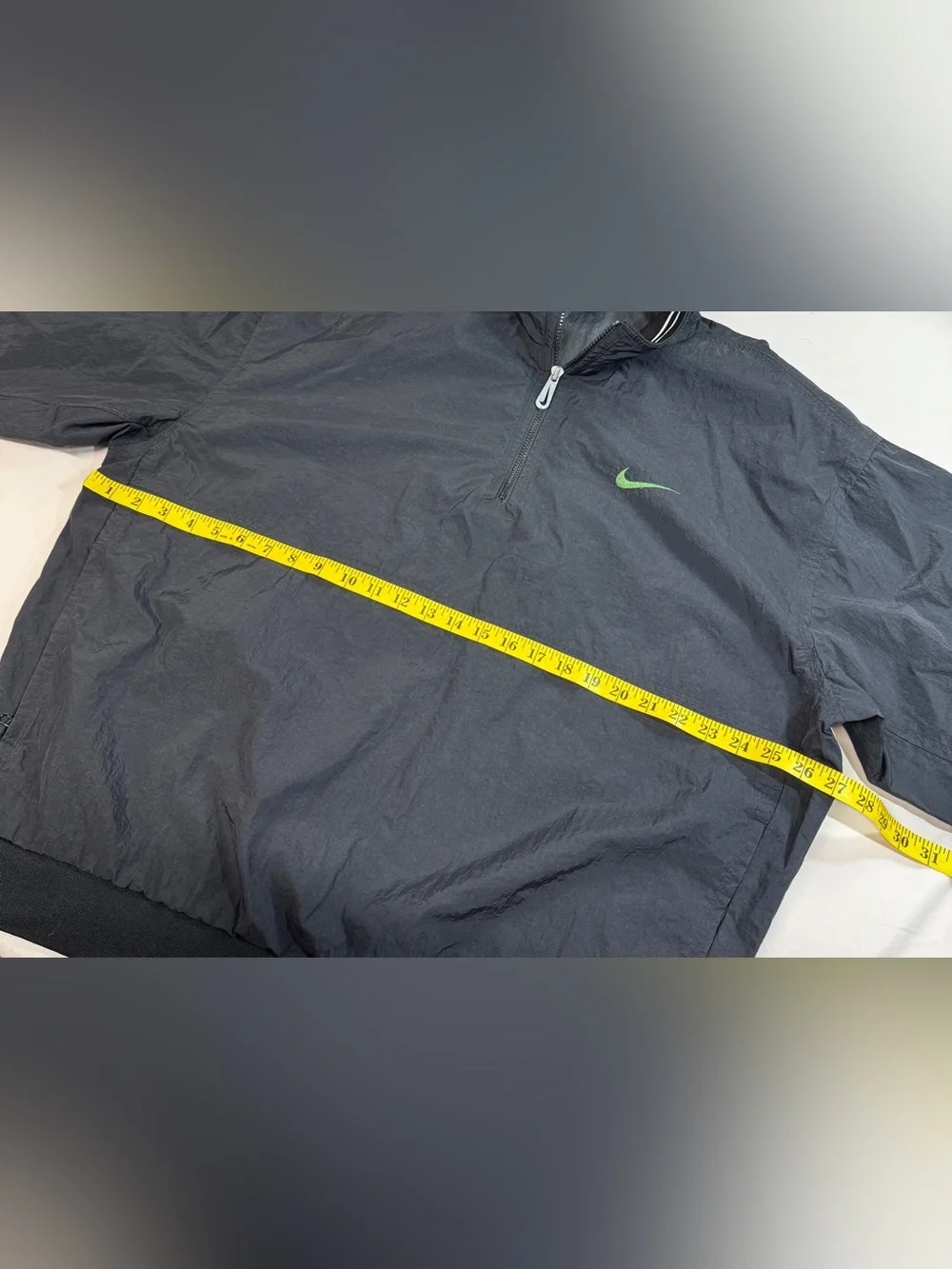 VTG Nike Men's 2XL  Windbreaker Pullover 1/4 Zip Black Embroidered Swoosh Logo